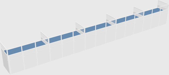 Shared rectangular cubicle