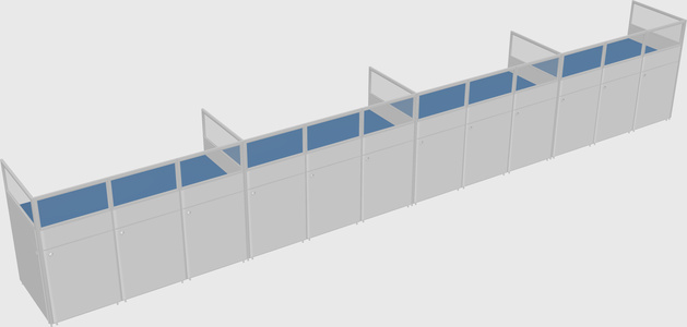 Shared rectangular cubicle