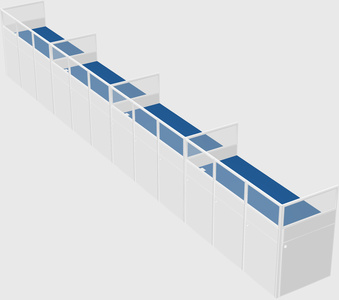 Shared rectangular cubicle