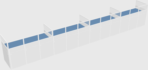 Shared rectangular cubicle