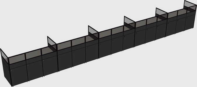 Shared rectangular cubicle