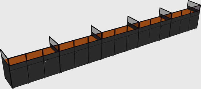 Shared rectangular cubicle