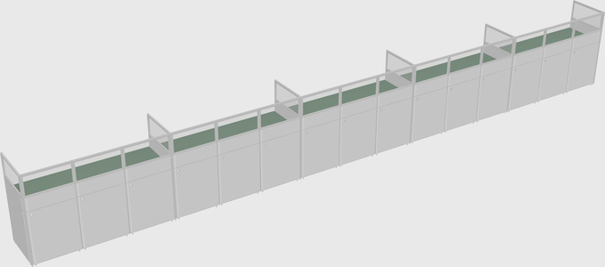 Shared rectangular cubicle