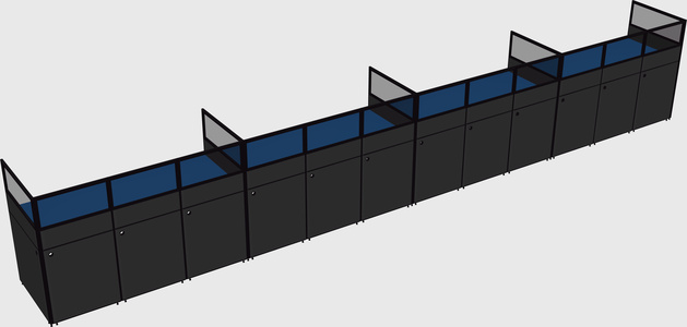 Shared rectangular cubicle