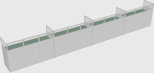Shared rectangular cubicle