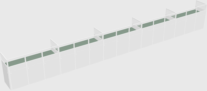 Shared rectangular cubicle
