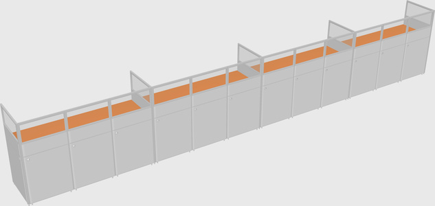 Shared rectangular cubicle