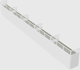 Shared rectangular cubicle