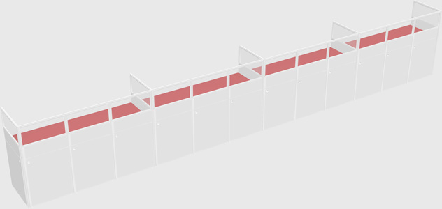 Shared rectangular cubicle