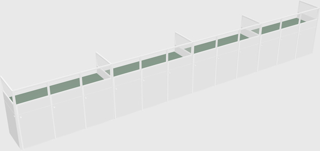 Shared rectangular cubicle