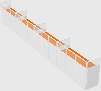 Shared rectangular cubicle