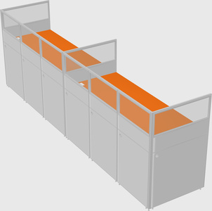 Shared rectangular cubicle