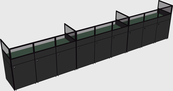 Shared rectangular cubicle