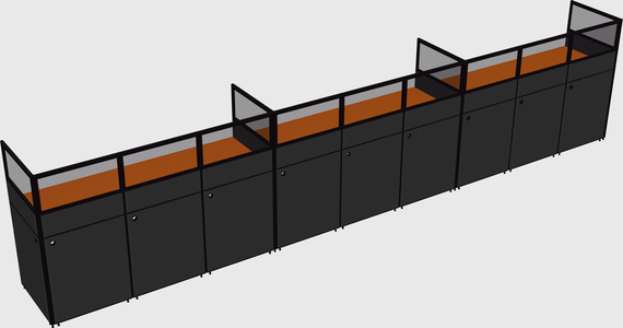Shared rectangular cubicle