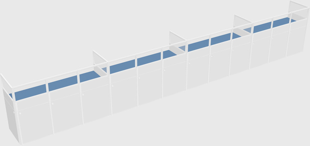 Shared rectangular cubicle