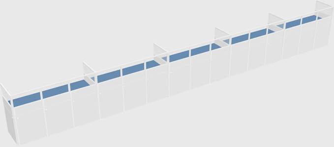 Shared rectangular cubicle
