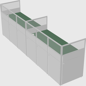 Shared rectangular cubicle
