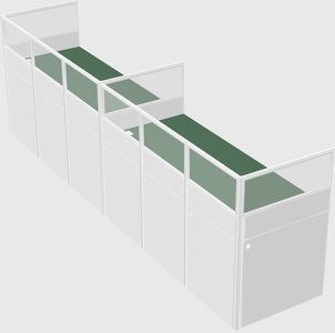 Shared rectangular cubicle