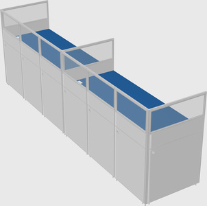 Shared rectangular cubicle