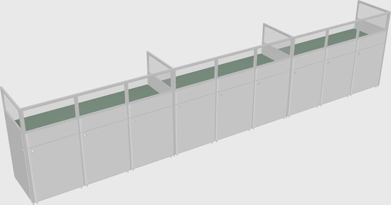 Shared rectangular cubicle