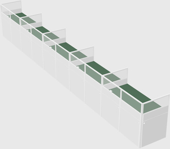 Shared rectangular cubicle