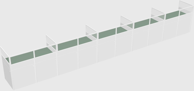 Shared rectangular cubicle