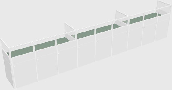 Shared rectangular cubicle