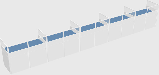 Shared rectangular cubicle