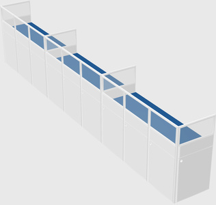 Shared rectangular cubicle