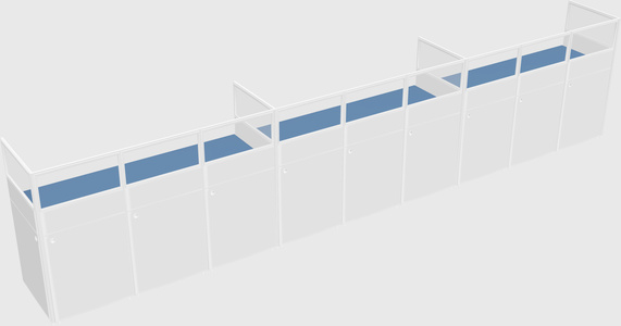 Shared rectangular cubicle