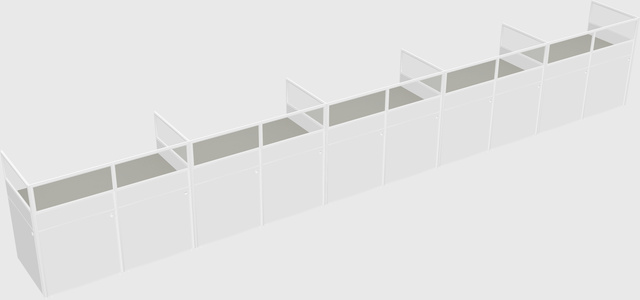 Shared rectangular cubicle