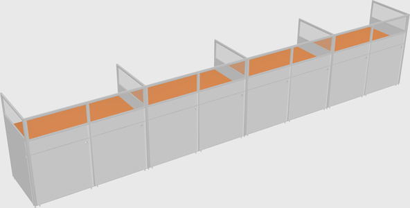 Shared rectangular cubicle