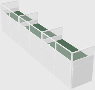 Shared rectangular cubicle