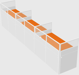 Shared rectangular cubicle