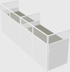 Shared rectangular cubicle