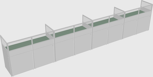 Shared rectangular cubicle