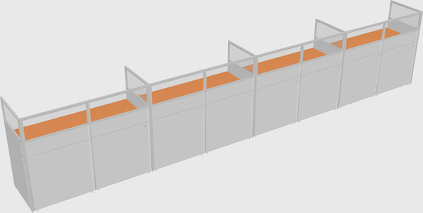 Shared rectangular cubicle