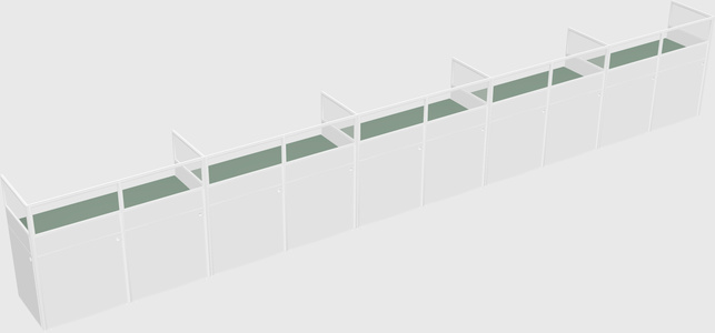 Shared rectangular cubicle