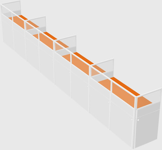 Shared rectangular cubicle