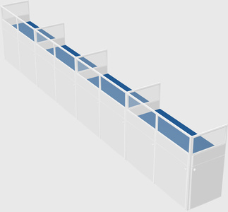 Shared rectangular cubicle