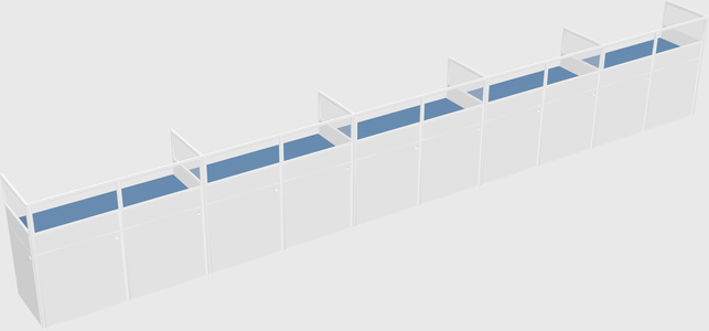 Shared rectangular cubicle