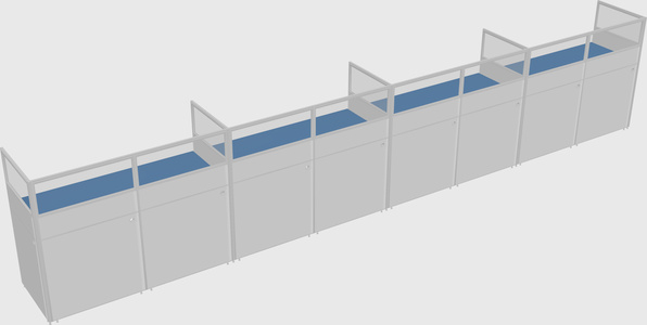 Shared rectangular cubicle