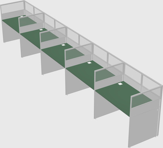 Shared rectangular cubicle