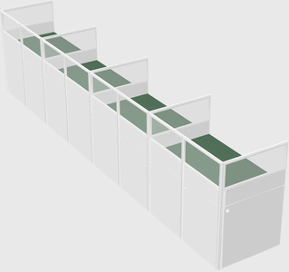 Shared rectangular cubicle