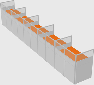 Shared rectangular cubicle