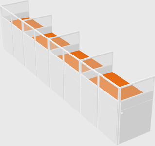 Shared rectangular cubicle