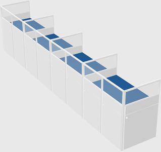 Shared rectangular cubicle