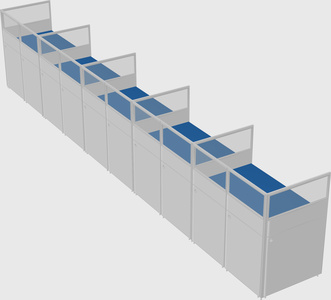 Shared rectangular cubicle