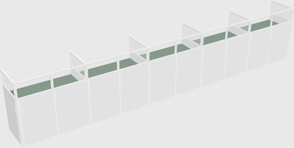 Shared rectangular cubicle