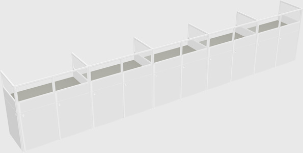 Shared rectangular cubicle